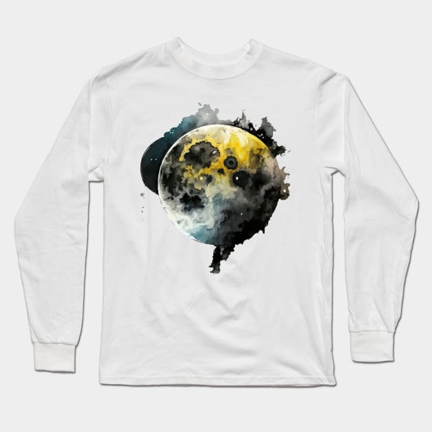 Moon Watercolor Long Sleeve T-Shirt by FluffigerSchuh